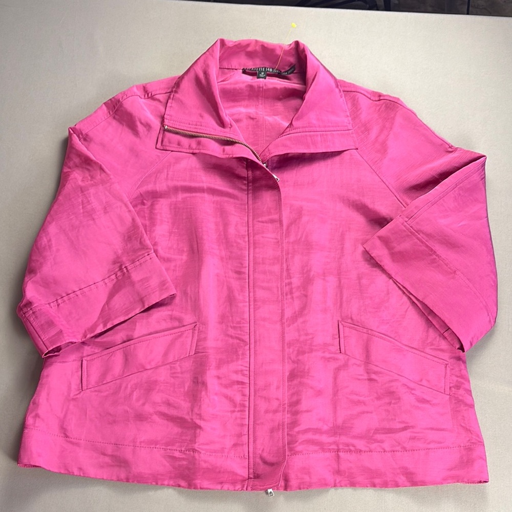 Lafayette 148 New York Pink 3/4 Sleeve Linen Blend Event Jacket Women's Size 14